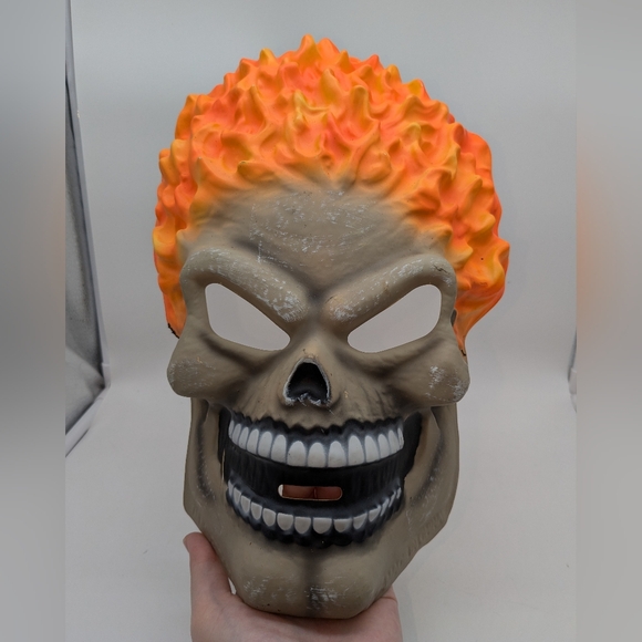 VTG 2004 Marvel Plastic Flaming Skull Ghost Rider Halloween Mask Fragile Cosplay - Picture 2 of 11